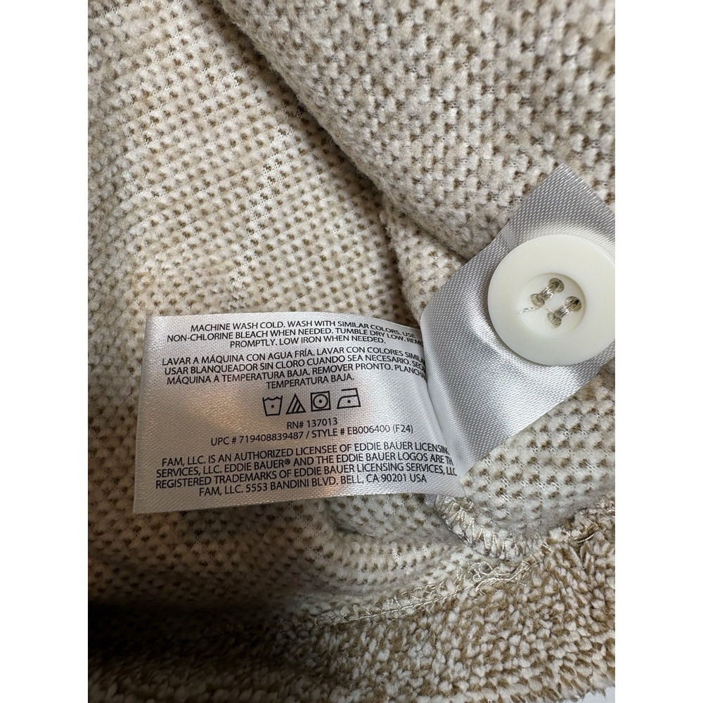 Eddie Bauer Womens Pullover Sweater Large Beige Button Neck NWT Cozy - Picture 11 of 14